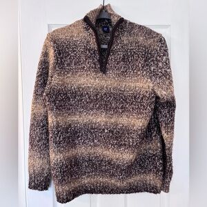 Vintage Gap Brown and Cream 1/4 zip Sweater. Size medium